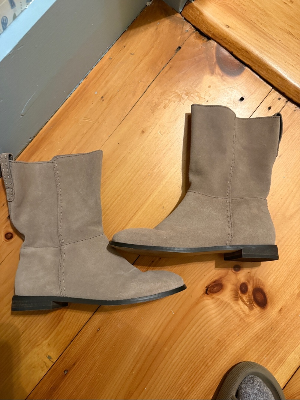 Lands' End Taupe Suede Ankle Boots